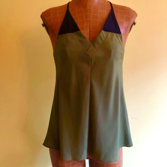 Draw String, Racer Back,V-Neck Tank Top Blouse - Picture 1 of 9